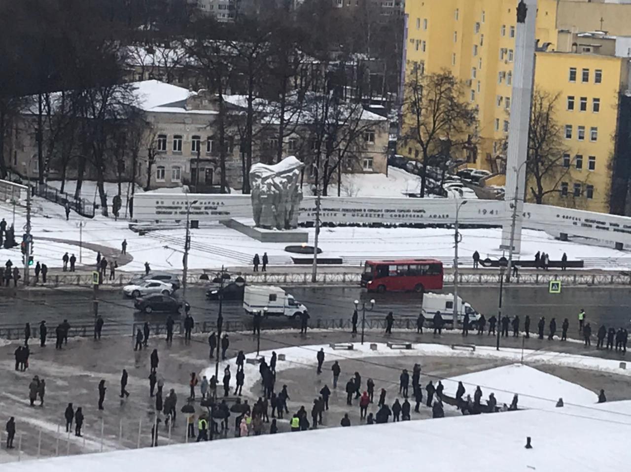 Рязань. Площадь Победы. На фото в начале акции 31.01 в основном полиция