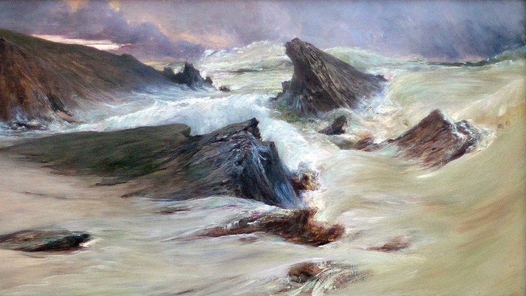 Жорж Клерин. Скалы в Бель-Иль, мрачная погода (фрагмент). Около 1900