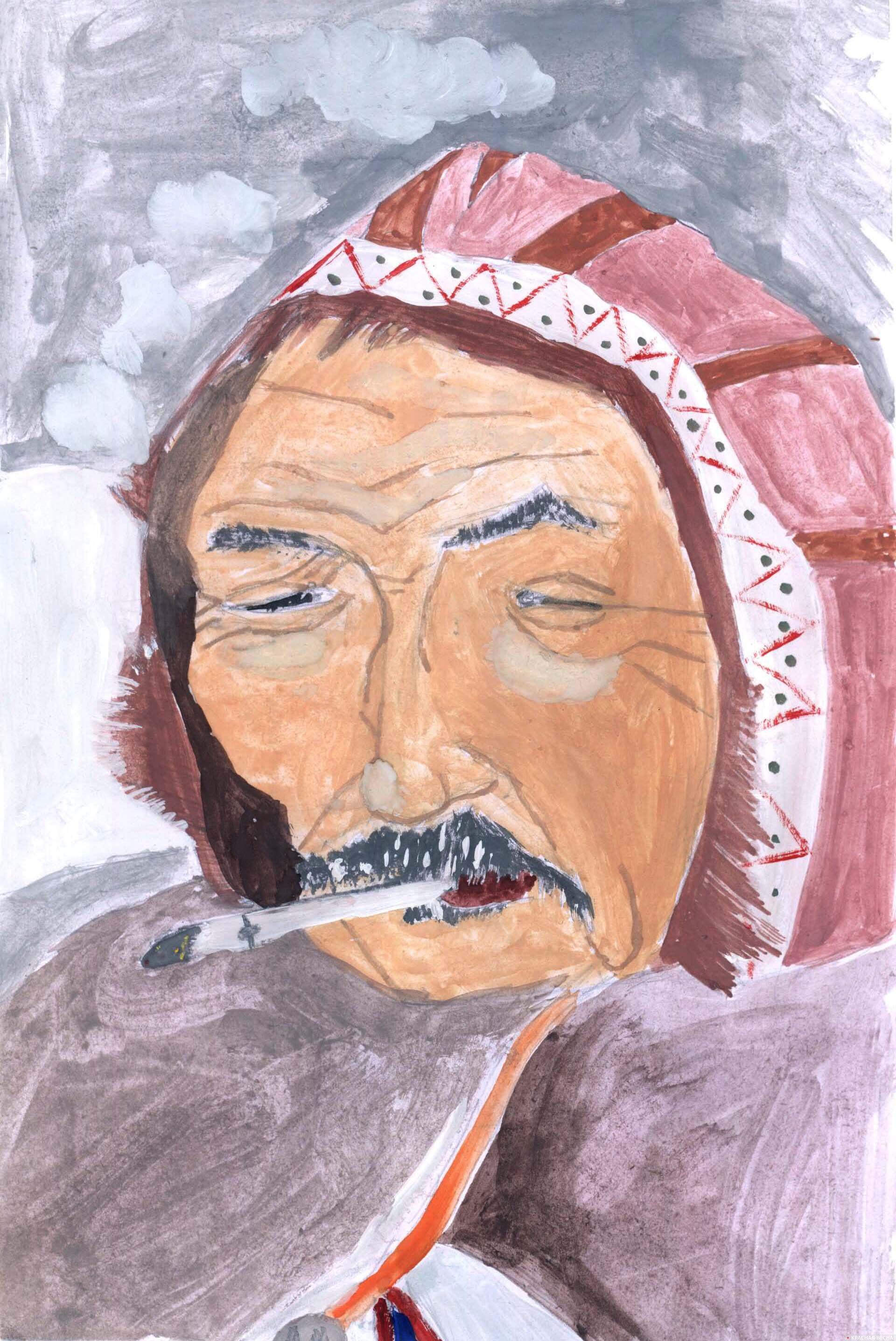 Оленевод. Чукотский автономный округ, детский рисунок