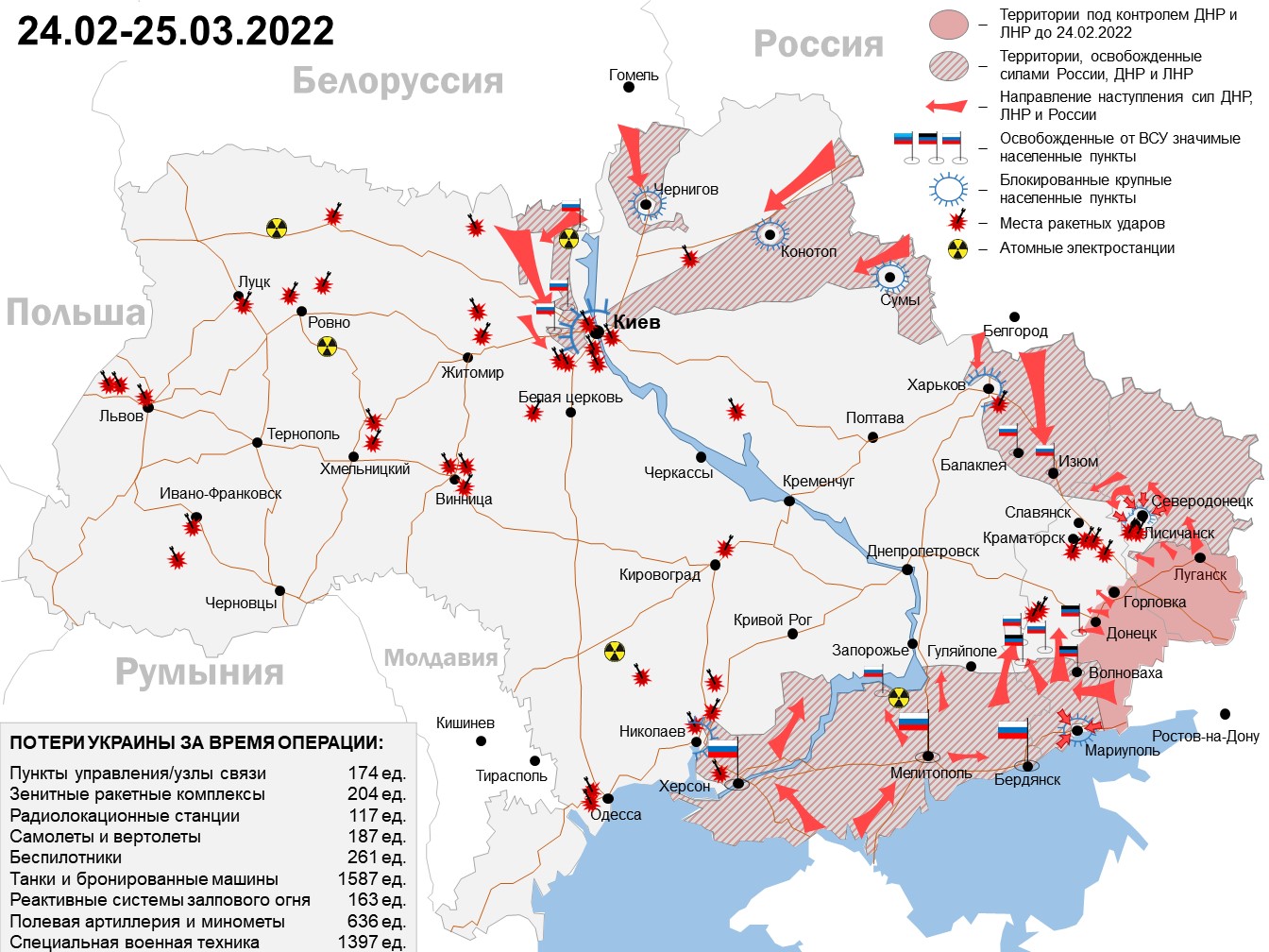 Карта освобождения Украины 25.03.2022