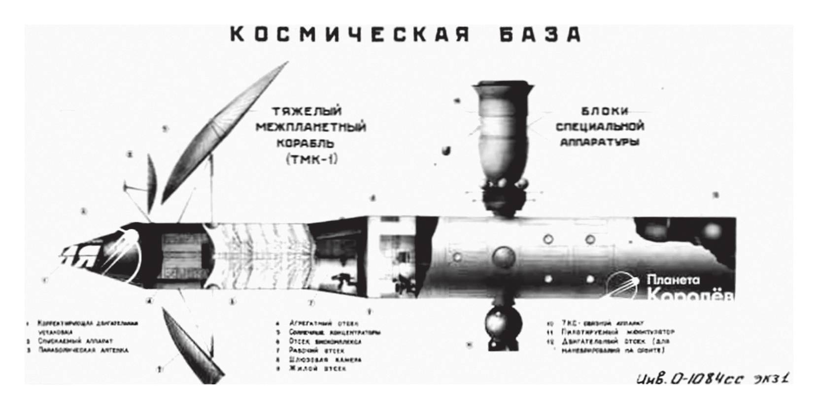 Рис. 1. Космическая база С. П. Королева