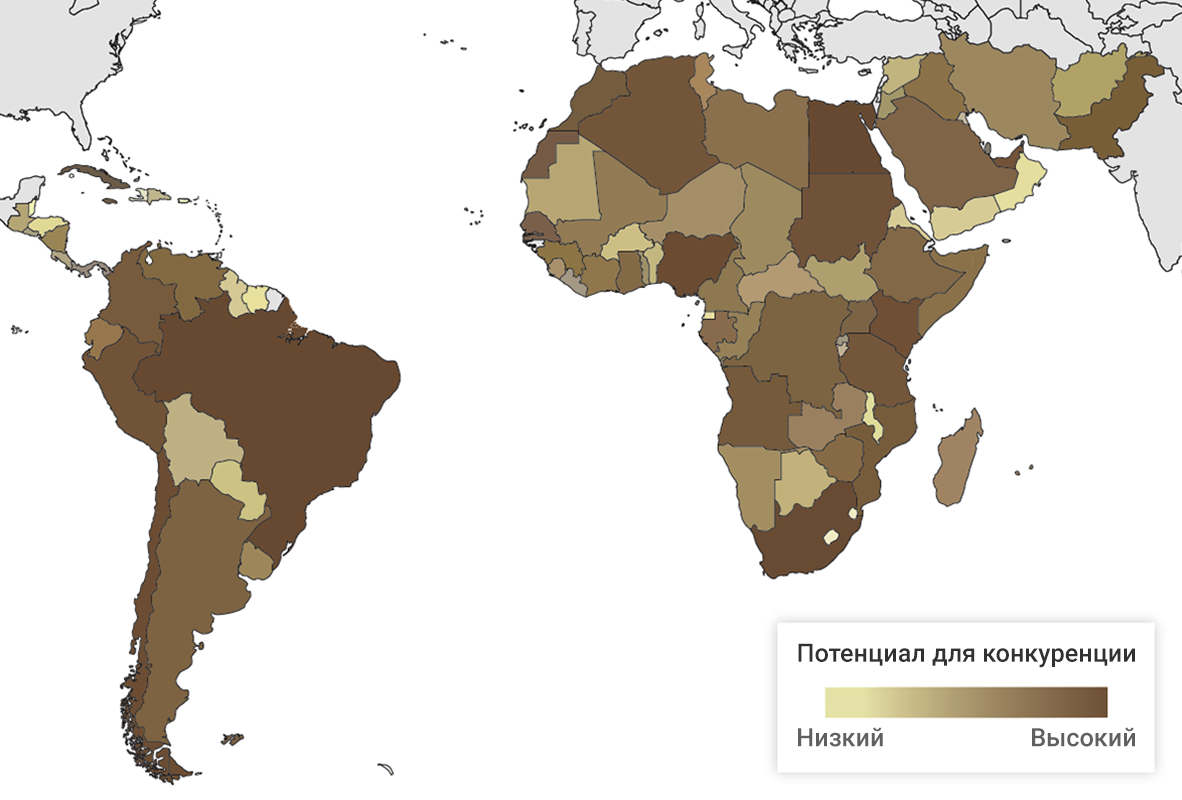 Потенциал для конкуренции великих держав на трех второстепенных ТВД: Африки, Ближнего Востока и Латинской Америки