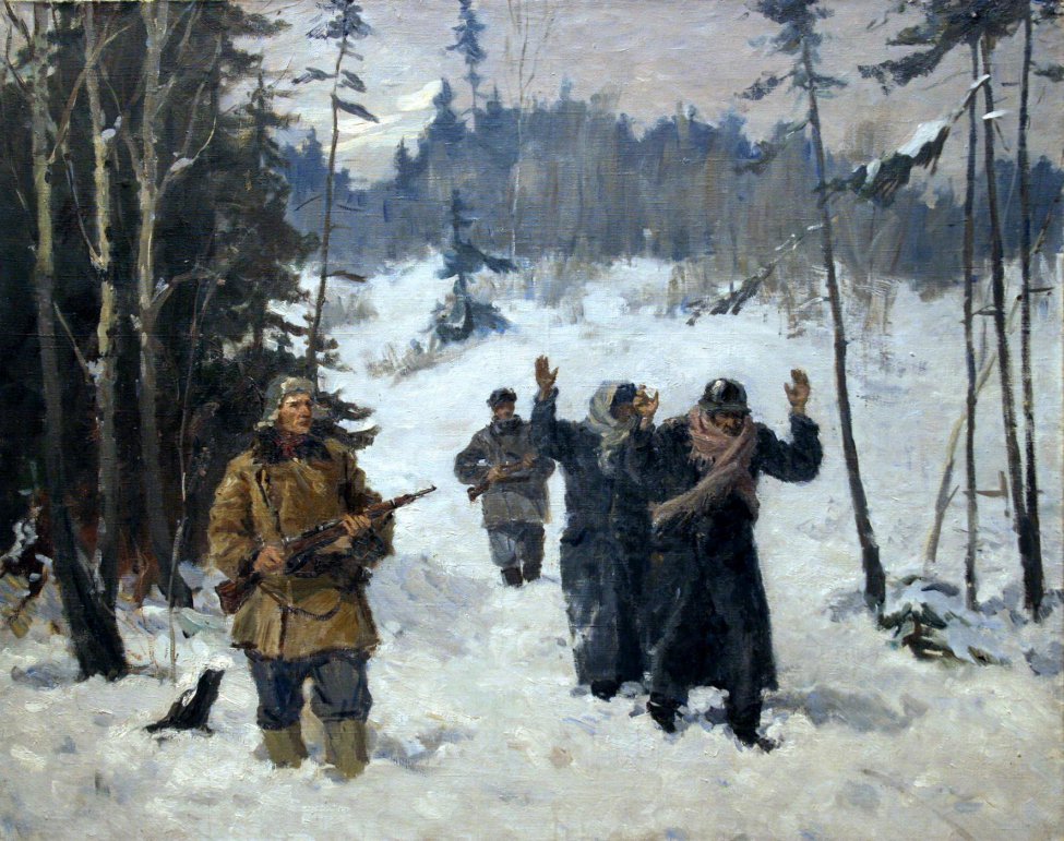 Т. Г. Гапоненко. Ведут пленных немцев. 1942