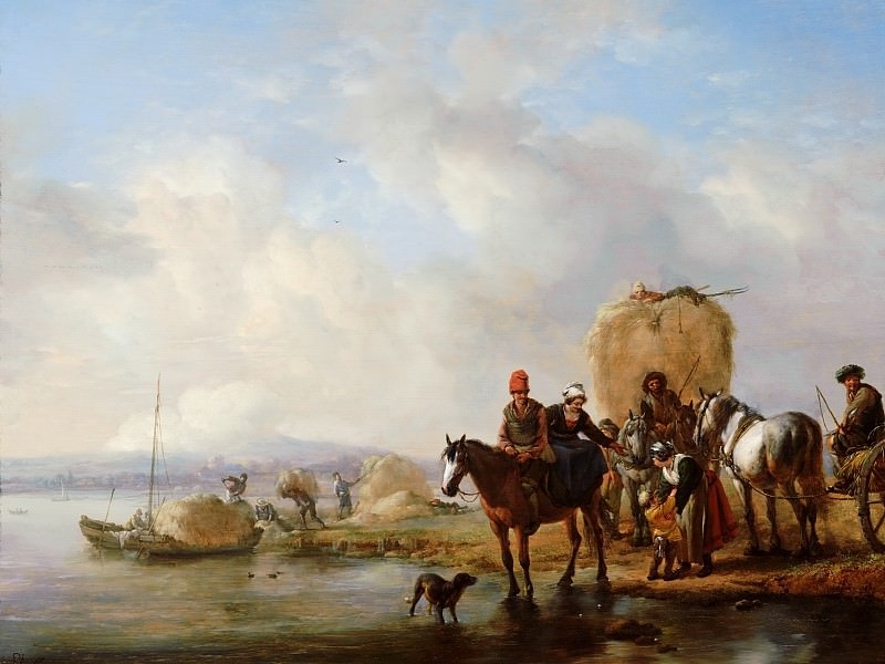 Филипс Вауэрман. Телега с сеном (фрагмент). Около 1650