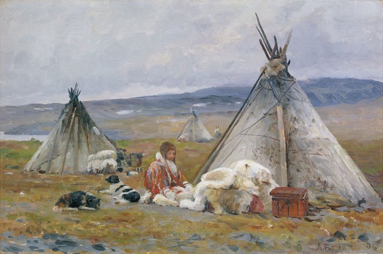 Александр Борисов. Чум ненцев в Малых Кармакулах. Новая Земля. 1896