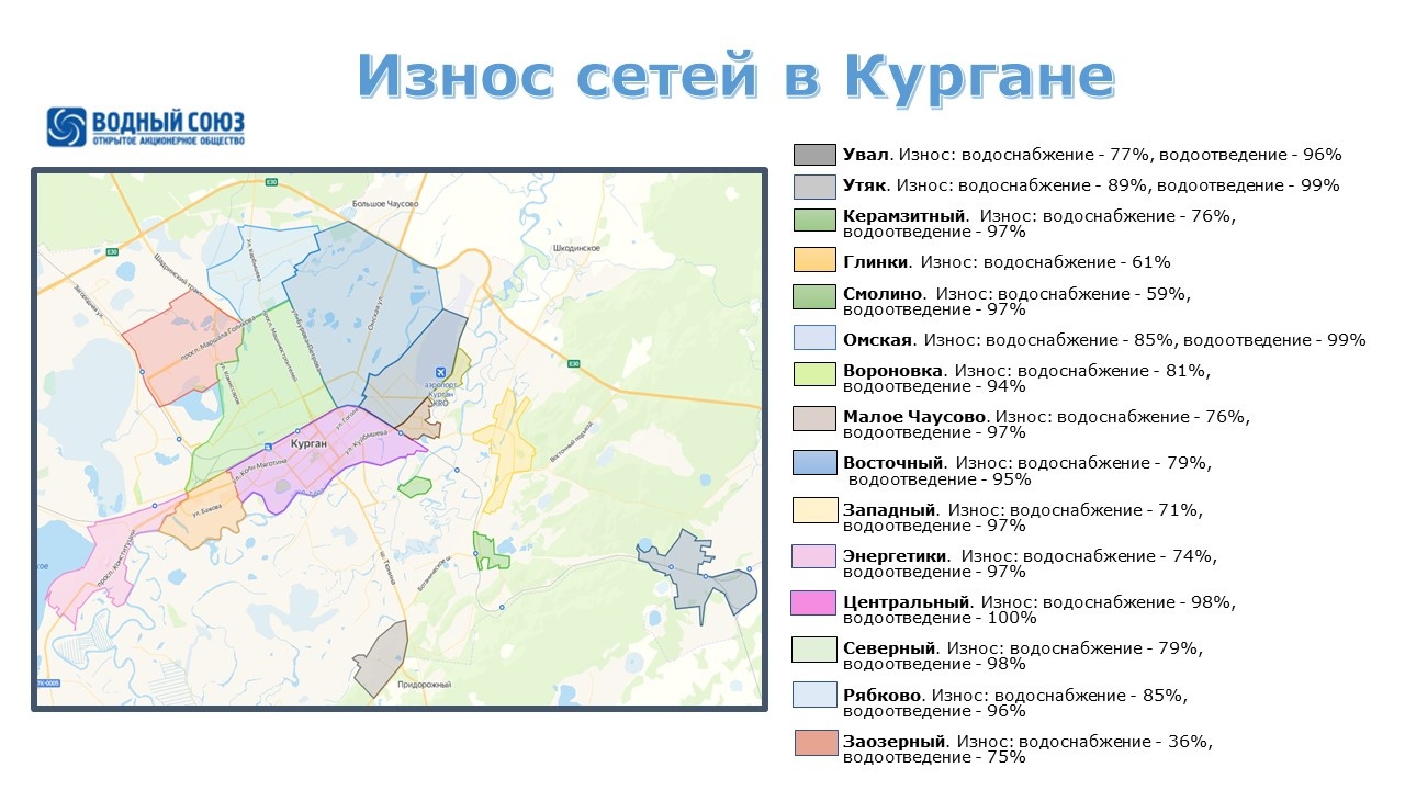 Износ сетей в Кургане на 23 марта 2023 года