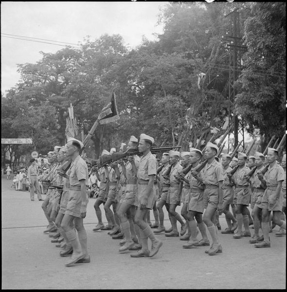 Парад батальона вьетнамской народной армии в Ханое 14 июля 1951 г.