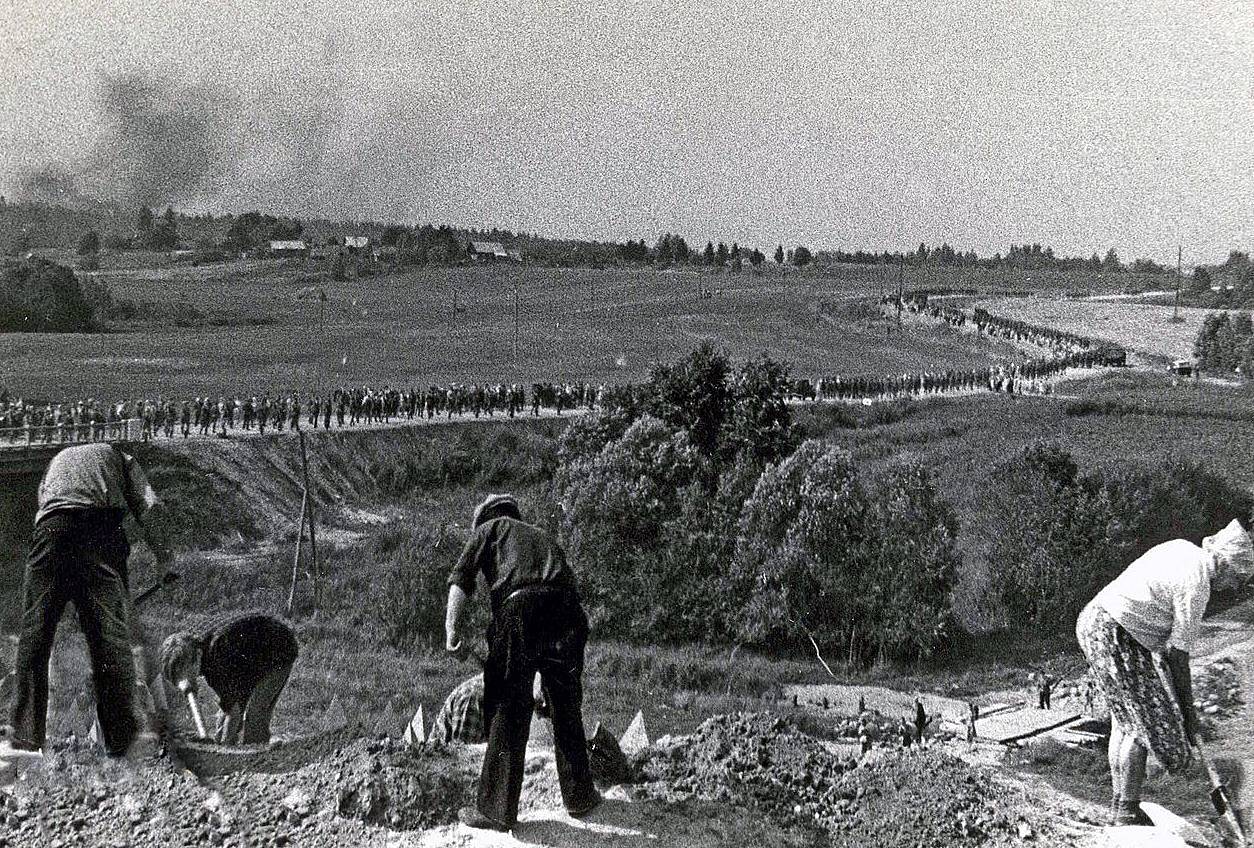 Ленинградцы на строительстве Лужского рубежа. Лето 1941 г.