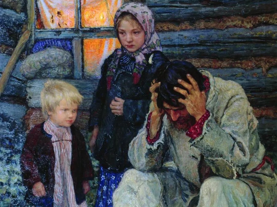 Николай Богданов-Бельский. Горе (фрагмент). 1909