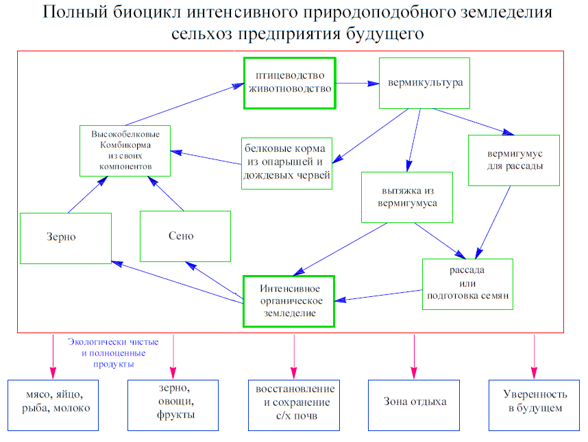 Полный биоцикл природоподобного земледелия с/х предприятия будущего