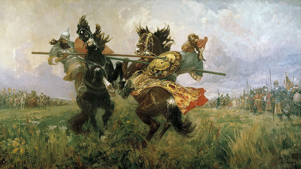 М. И. Авилов. Поединок Пересвета с Челубеем на Куликовом поле. 1944