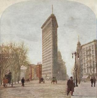 Flat Iron Building, New York City, from Robert N. Dennis collection of stereoscopic views (cropped)