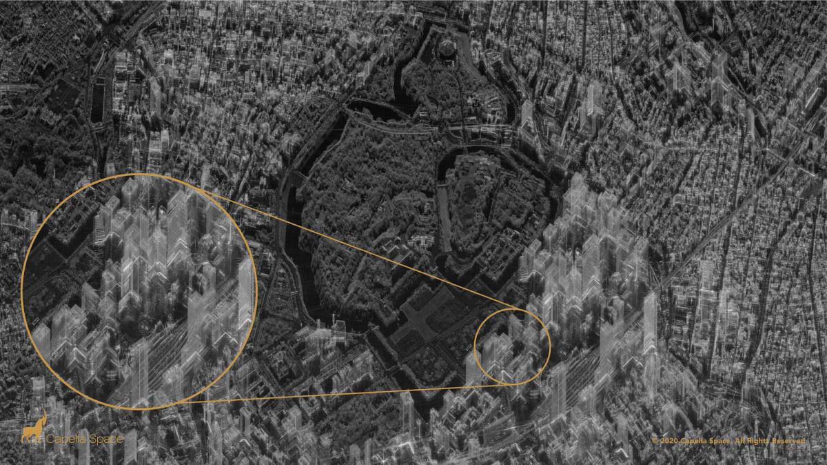 Спутниковый снимок по технологии SAR в высоком разрешении 50×50 см в пикселе