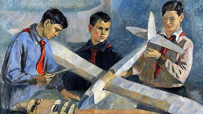 Б. В. Миловидов. Авиамоделисты. 1934