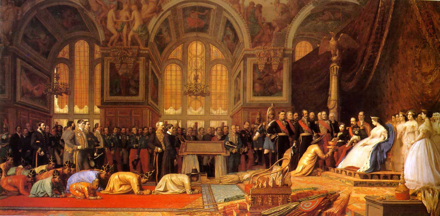 Жан-Леон Жером. Прием сиамских послов императором Наполеоном III (1808-73) во Дворце Фонтенбло, 27 июня 1861 года.