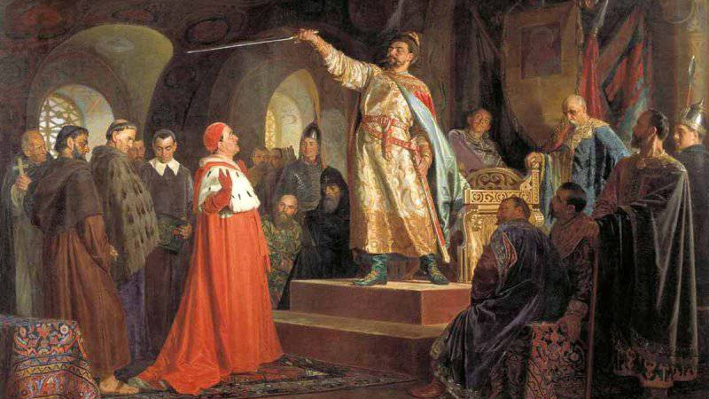 Николай Неврев. Роман Галицкий принимает послов папы Иннокентия III.