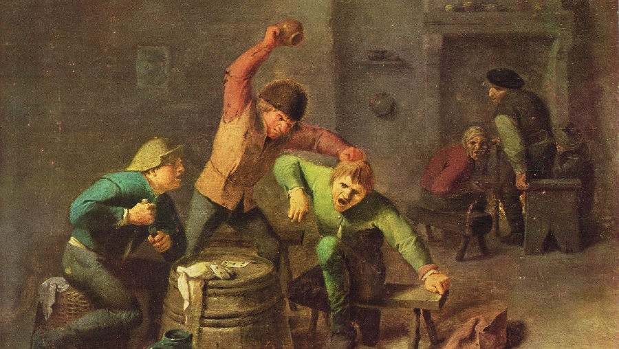 Адриан Брауэр. Драка крестьян при игре в карты. 1630-1640