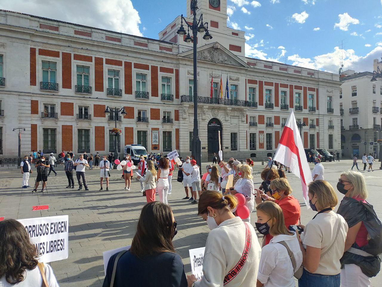 Акция протеста белорусской диаспоры в Мадриде 30 августа 2020 г.