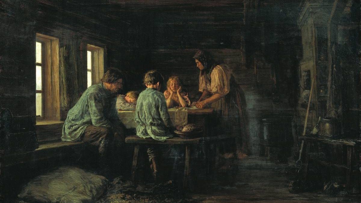 Василий Максимов. Бедный ужин (фрагмент). 1879