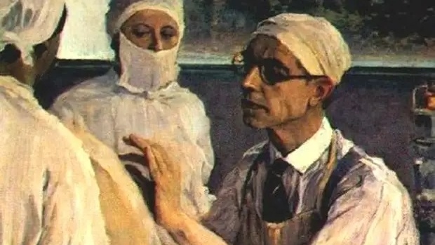 Михаил Нестеров. Портрет хирурга С. С. Юдина (фрагмент). 1933 г