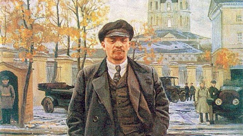 Исаак Бродский. В. И. Ленин на фоне Смольного. 1925