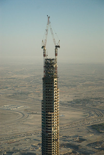 Burj dubai aerial closeup